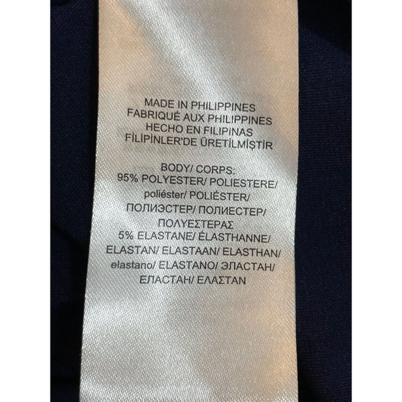 Chaps Dress Women Size Medium Midi Length Grecian Draped Bodice Blue On Blue - Picture 8 of 15